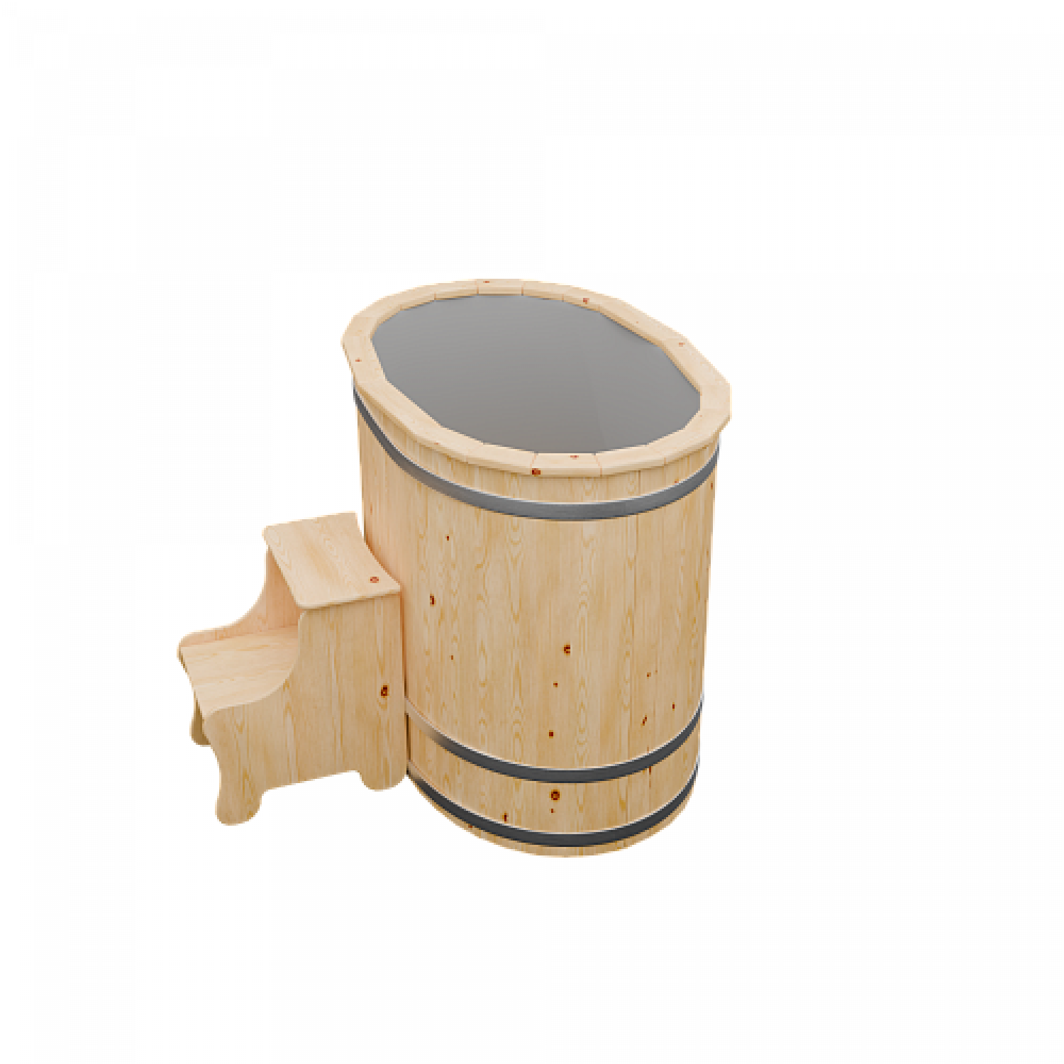 Купель Комфорт овальная из сосны с серой вставкой 140x70