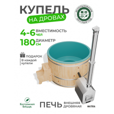 Купель Фурако BondarSpa морская волна с внешней печью сосна D180