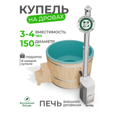 Купель Фурако BondarSpa морская волна с внешней печью TopFire сосна D150