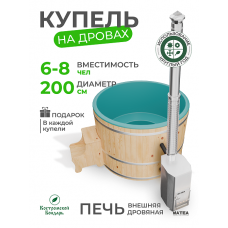 Купель Фурако BondarSpa морская волна с внешней печью TopFire сосна D200