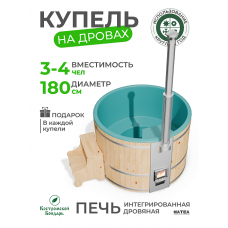 Купель BondarSpa морская волна с интегрированной печью сосна D180