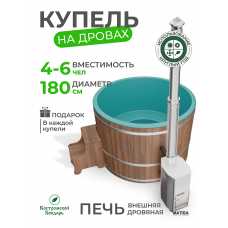 Купель Фурако BondarSpa морская волна с внешней печью TopFire лиственница D180